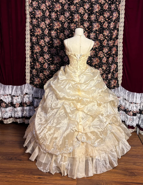 Gelbes süßes 15. Ballkleid-Geburtstagskleid, langes Abendkleid für Teenager J8637