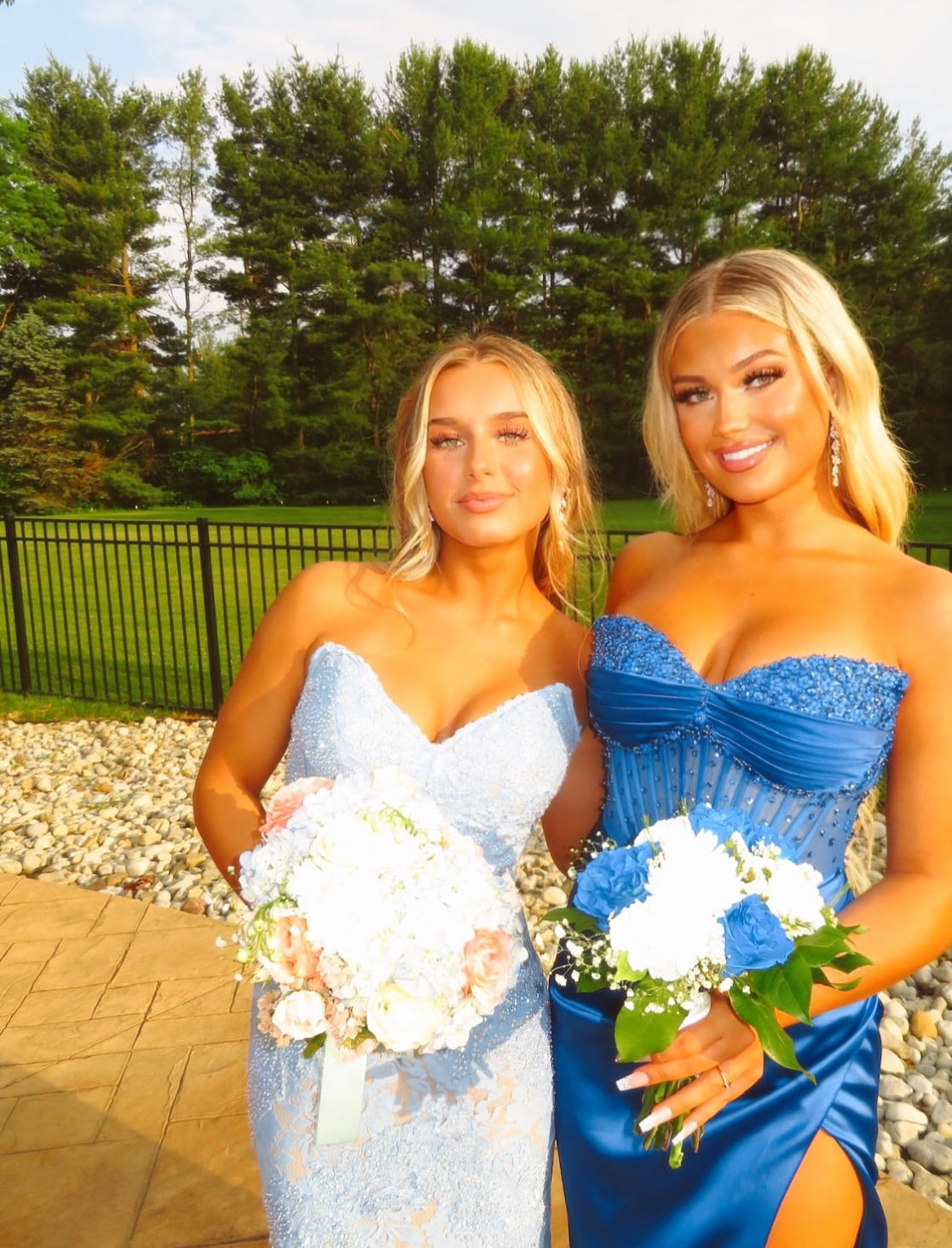 Sweetheart Blue Sheath Long Prom Dress Beaded Graduation Dress J7894