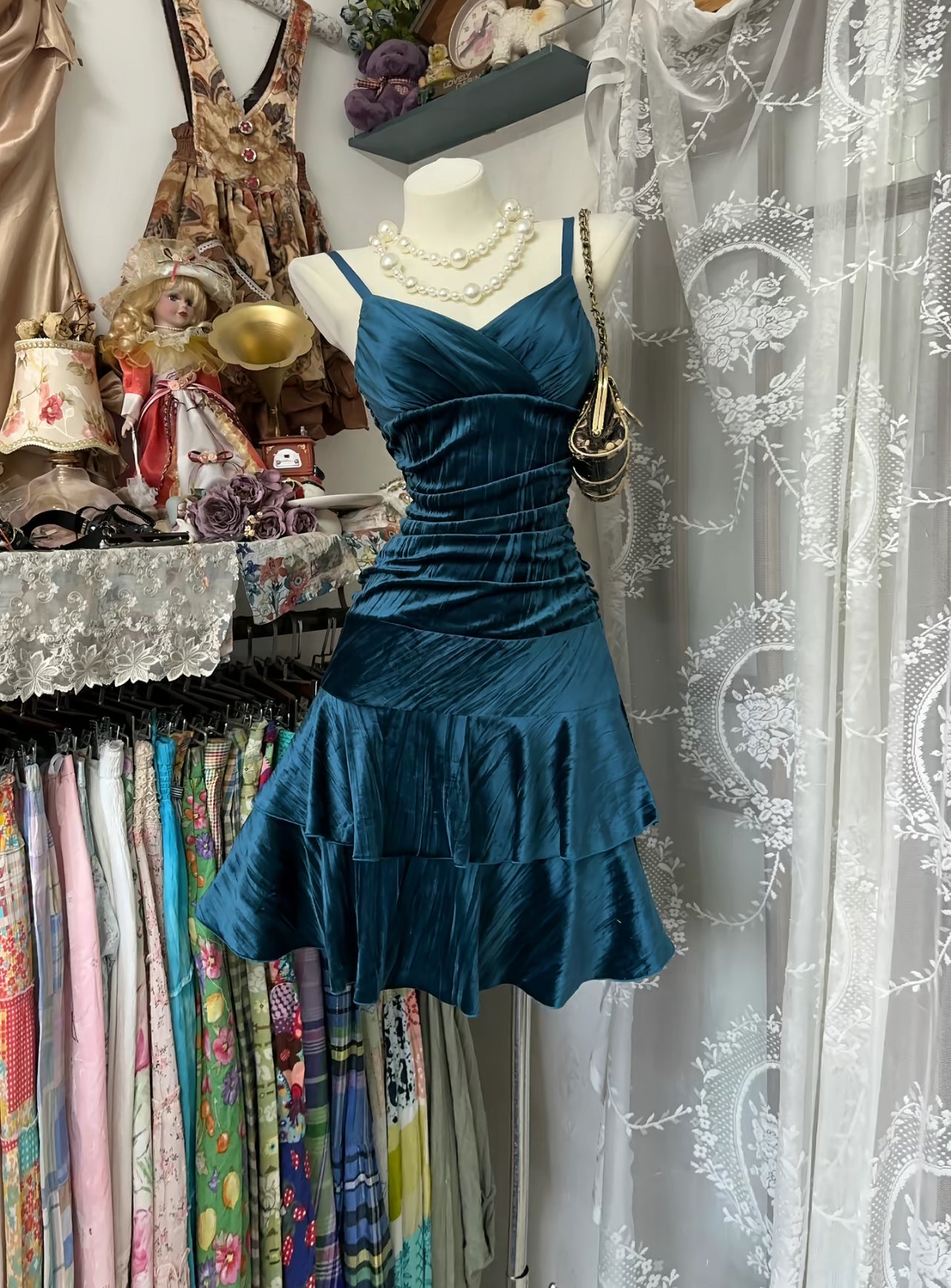 A-Linie Türkis Kurzes Homecoming-Kleid Rüschen Partykleid J8512