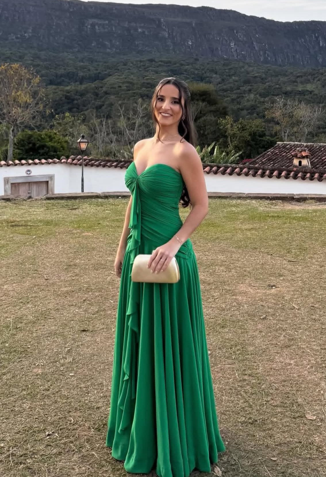 Sweetheart A Line Green Wedding Guest Dress Chiffon Formal Dress J7757