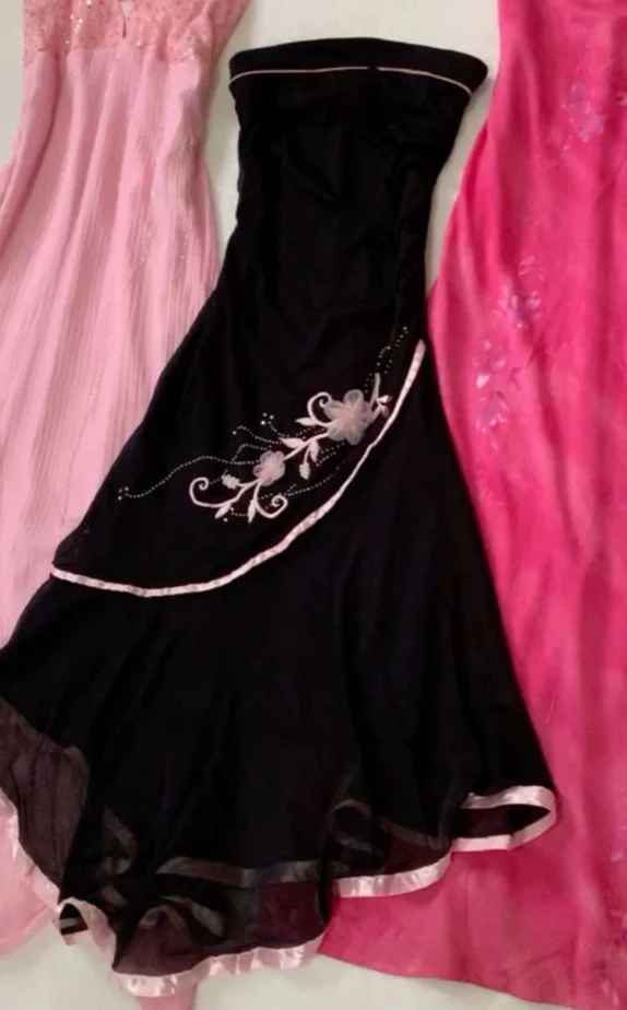 Schwarzes trägerloses Vintage-Ballkleid, Geburtstagspartykleid J8083