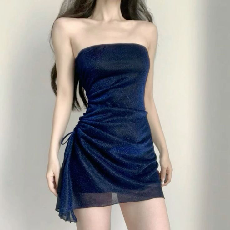 Blaues Etuikleid für den Heimkehr, Mini-Abendkleid J8280