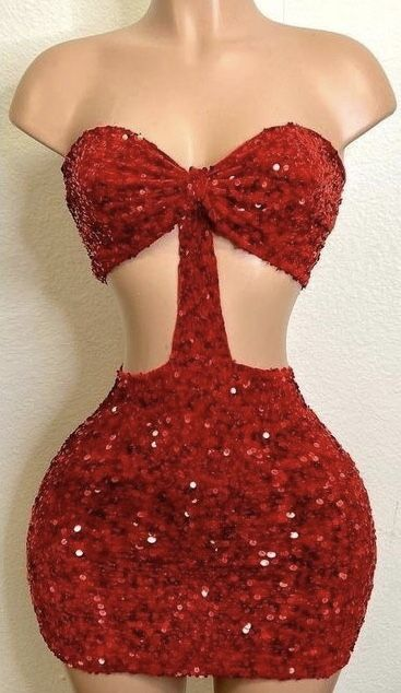 Robe d'anniversaire sexy à paillettes rouges, mini robe de soirée J8352