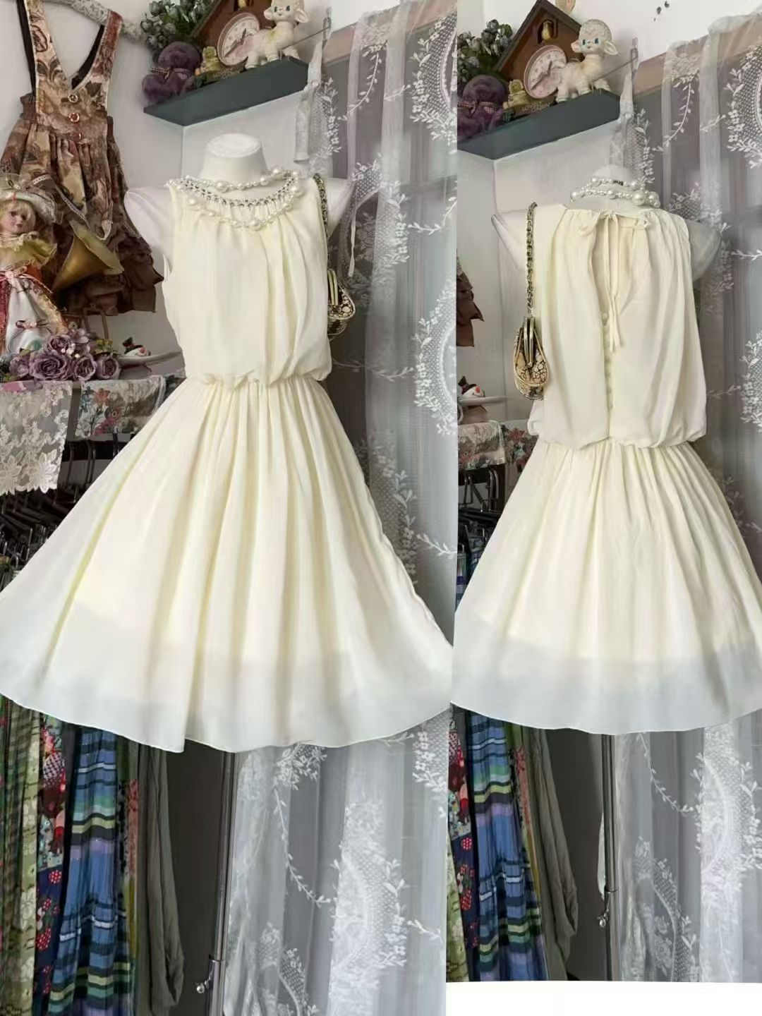 Trägerloses silbernes Vintage-Abendkleid, A-Linie, Geburtstagskleid J9370