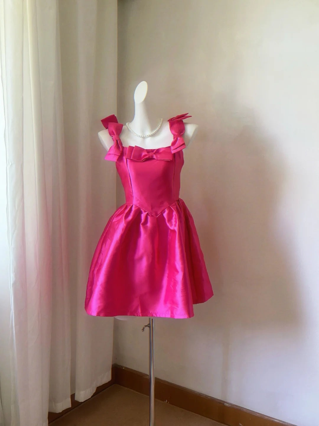 A Line Hot Pink Satin Birthday Dress Short Homecoming Dress J10880 – JulyProm