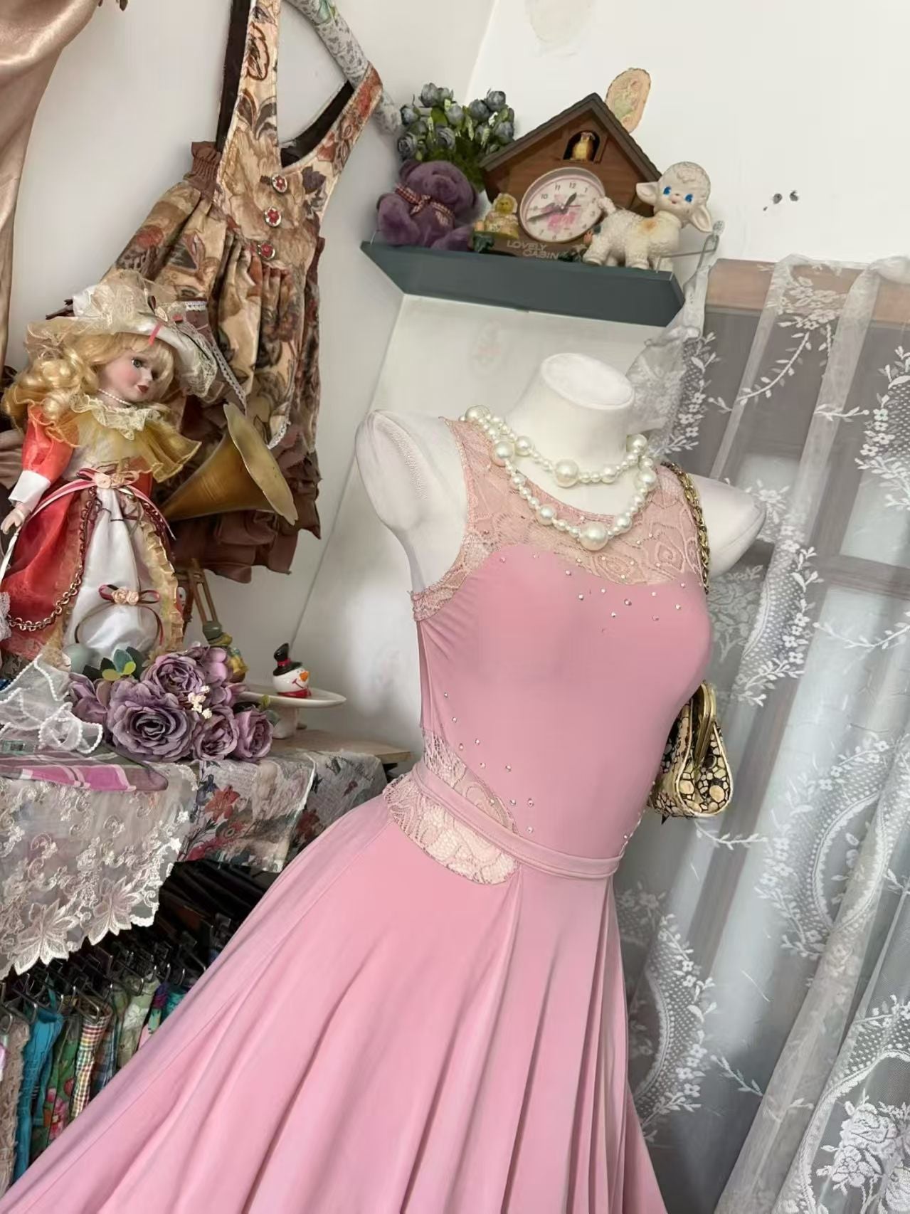 A Line Pink Lace Homecoming Dress Short Party Dress J10912