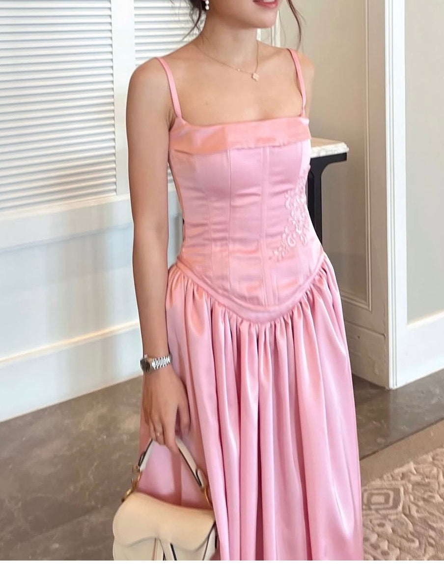 Robe de bal bustier violette en satin avec appliques, robe de soirée formelle J9413