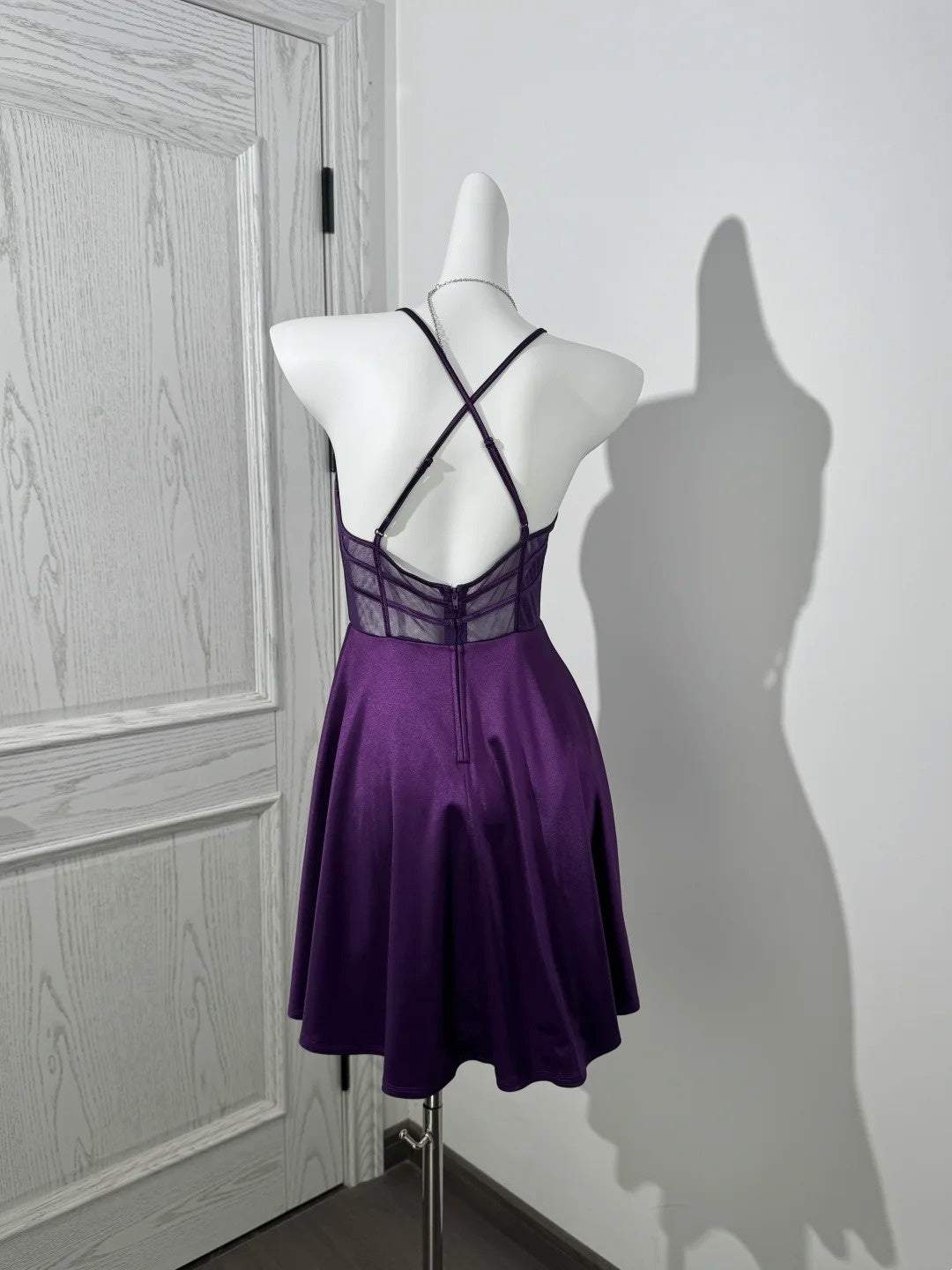 A Line Satin Purple Homecoming Dress Short Party Dress J10401