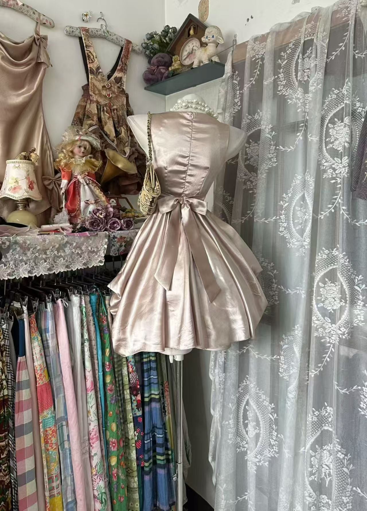 A Line Satin Short Homecoming Dress Retro Party Dress J10854