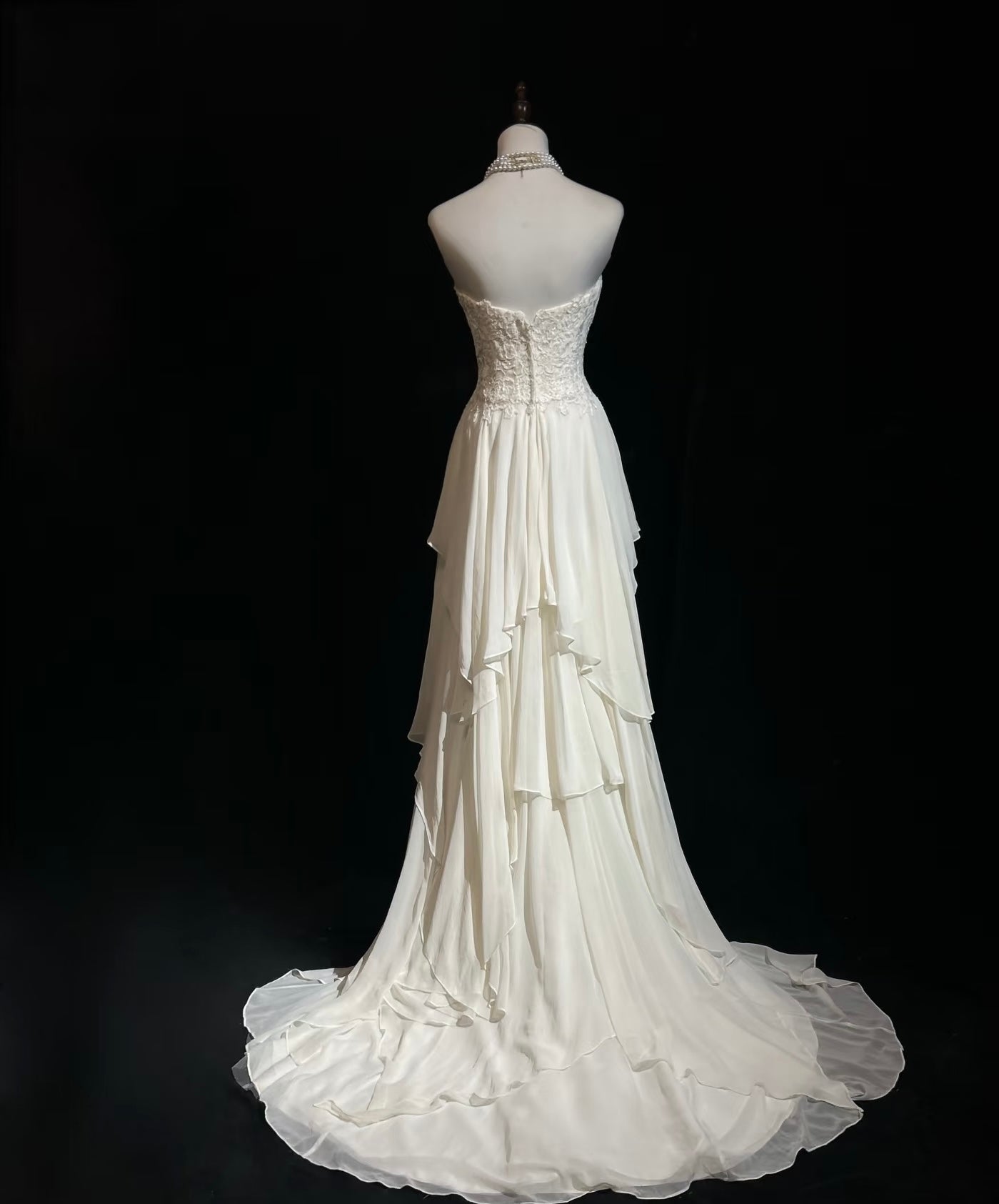 Strapless A Line Wedding Dress Ruffle Chiffon Bridal Dress J7995