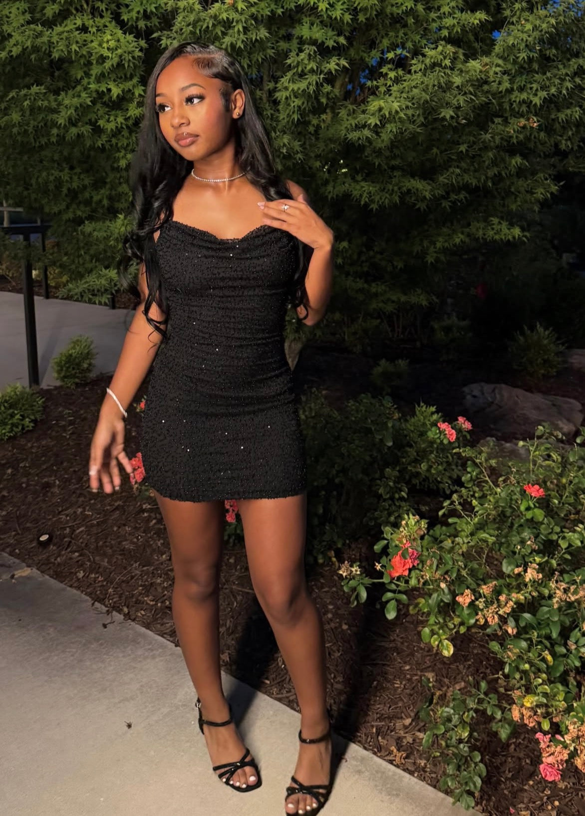 Beaded Black Mini Birthday Dress Homecoming Dress J12123