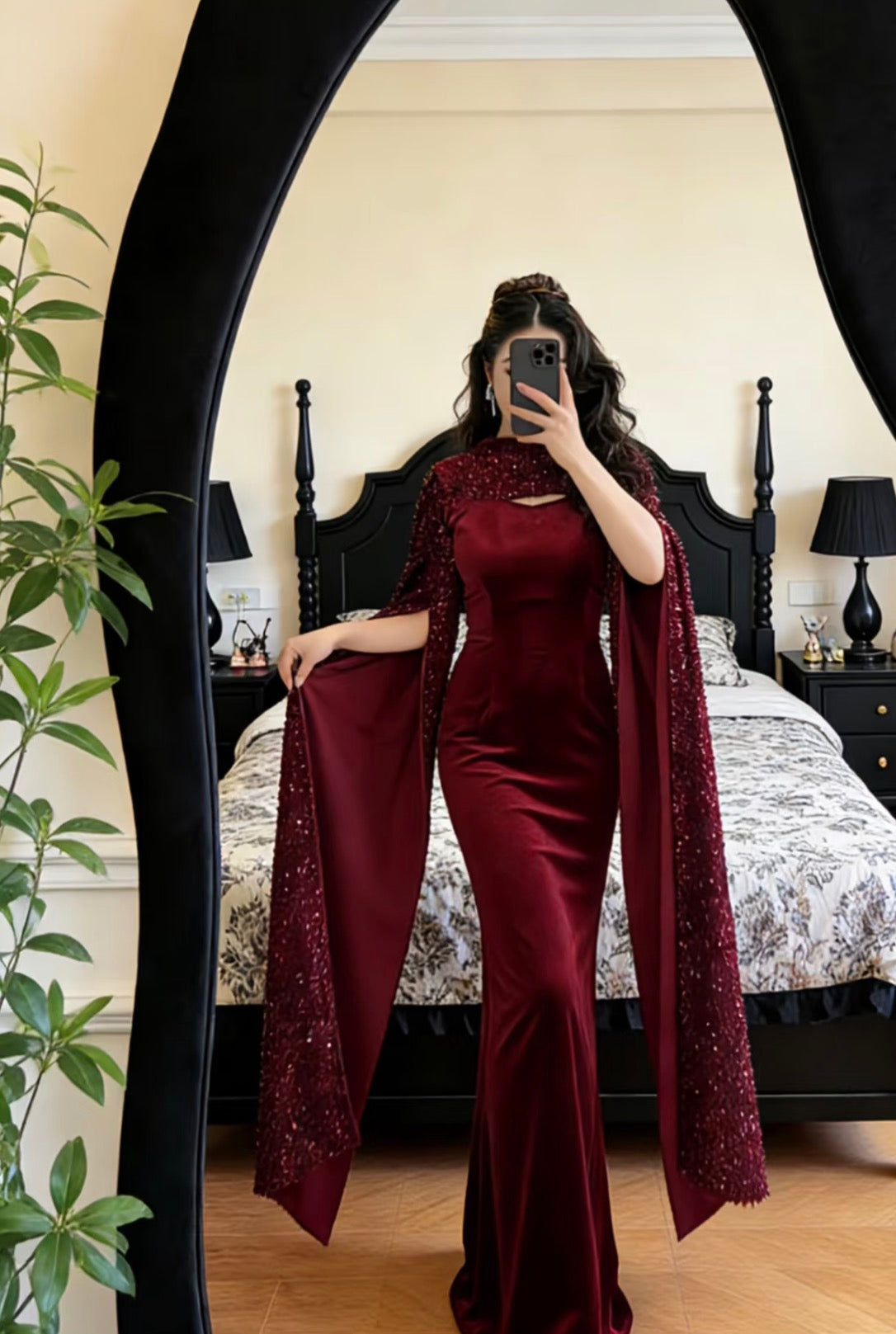 Robe de bal bustier violette en satin avec appliques, robe de soirée formelle J9413