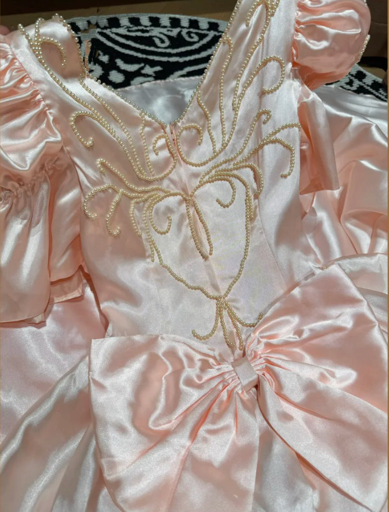 A Line Pink Satin Beaded Princess Dress Sweet 16 Birthday Dress J8914