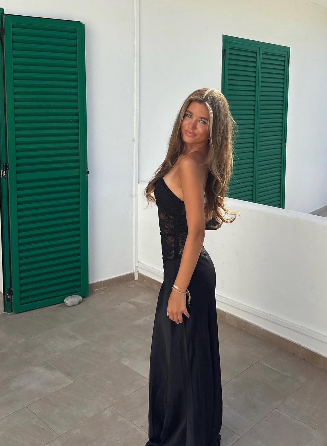 Strapless Sheath Black Lace Prom Dress Formal Birthday Dress J8009