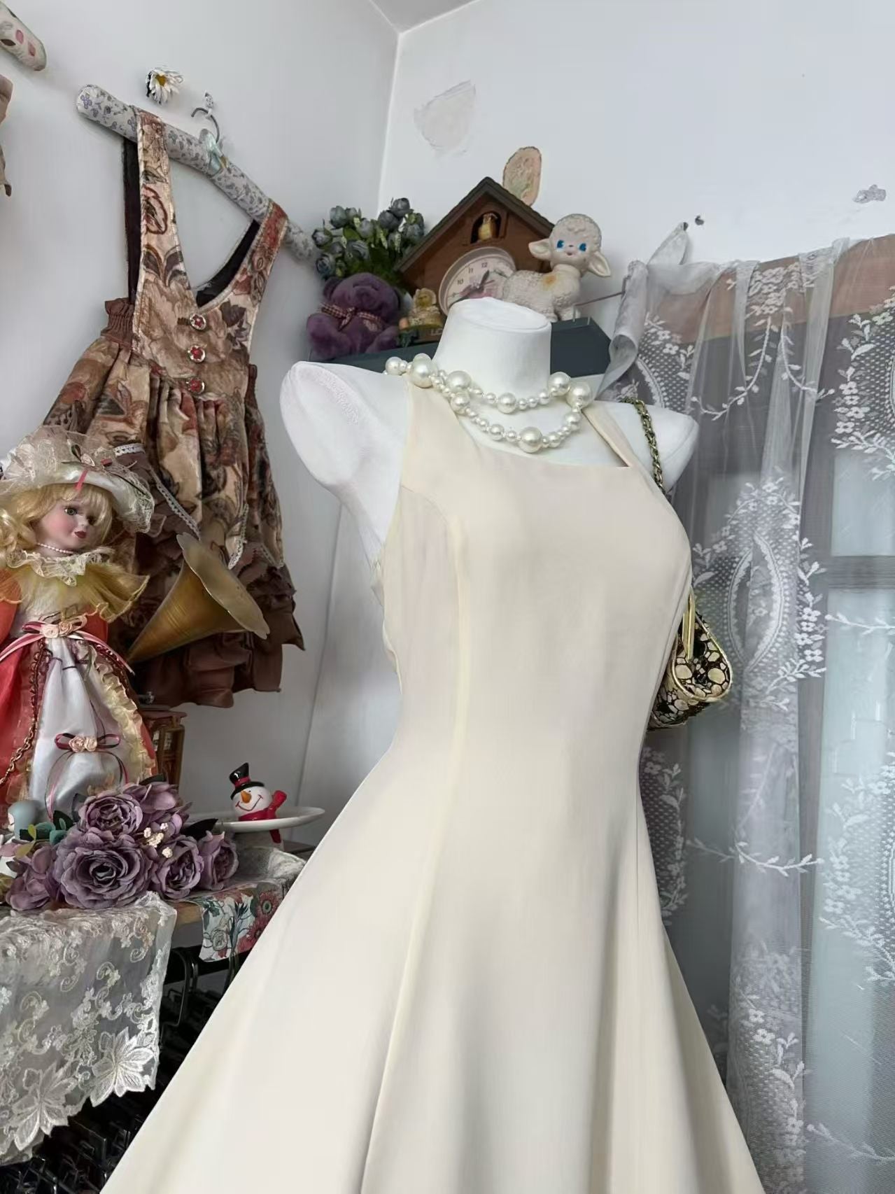 Trägerloses silbernes Vintage-Abendkleid, A-Linie, Geburtstagskleid J9370