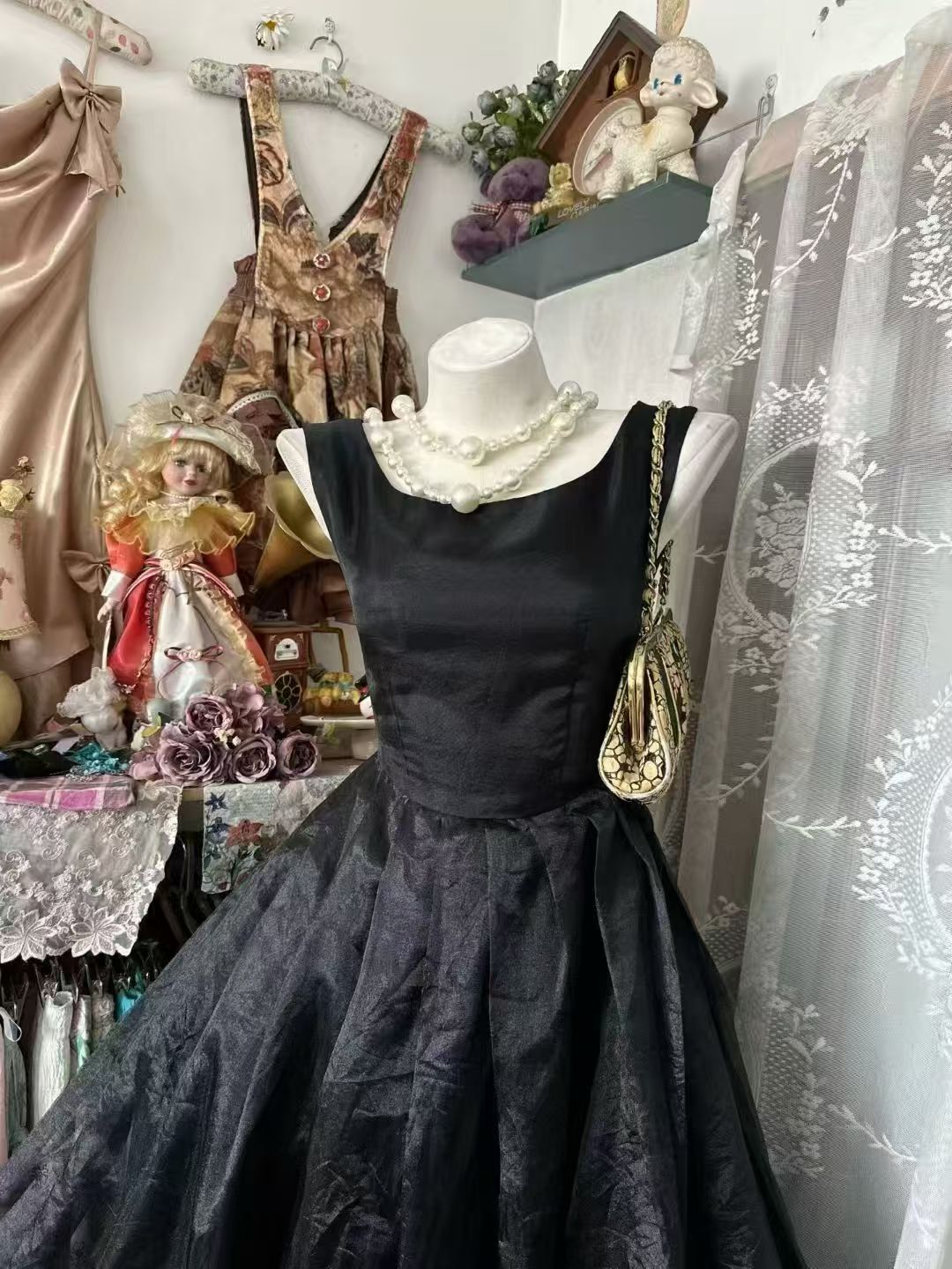 Elegant Black A Line Birthday Dress Formal Evening Gown J10862