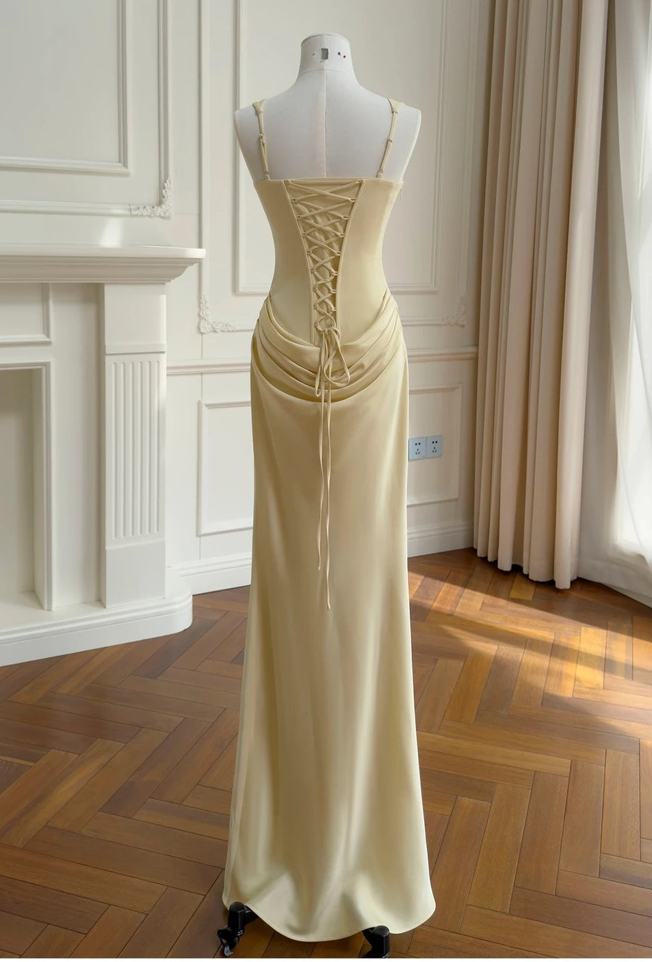 Trägerloses silbernes Vintage-Abendkleid, A-Linie, Geburtstagskleid J9370