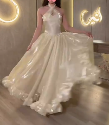 Trägerloses silbernes Vintage-Abendkleid, A-Linie, Geburtstagskleid J9370