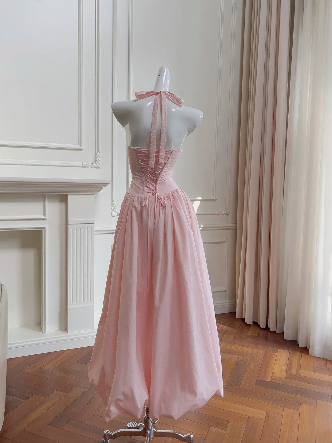 Trägerloses silbernes Vintage-Abendkleid, A-Linie, Geburtstagskleid J9370