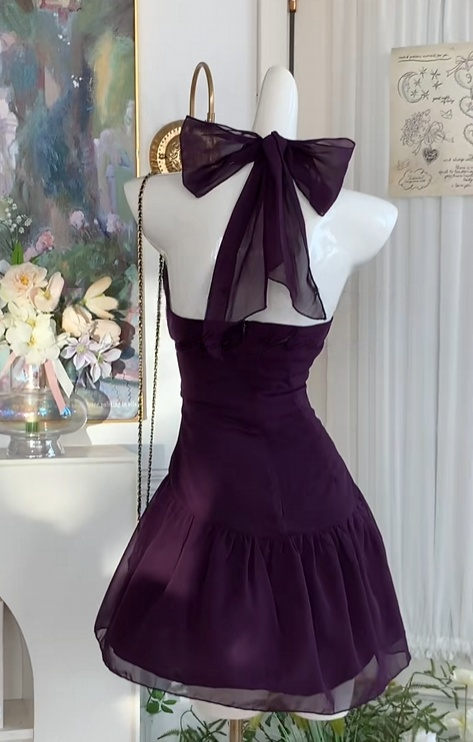 Robe de bal bustier violette en satin avec appliques, robe de soirée formelle J9413