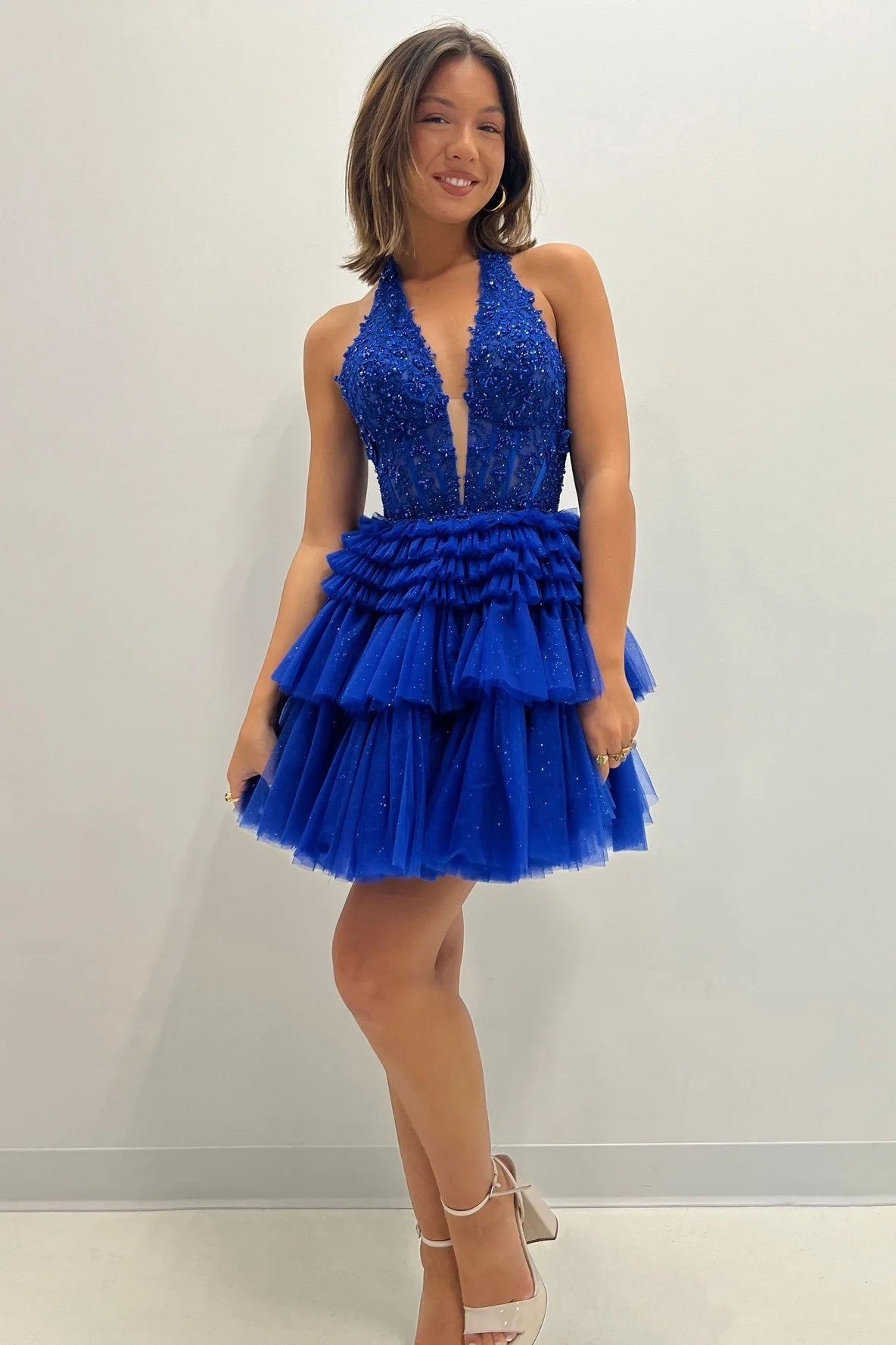 Robe de bal bustier violette en satin avec appliques, robe de soirée formelle J9413