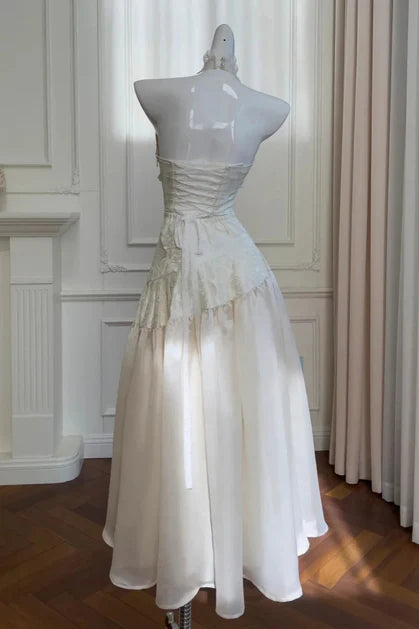 Robe de bal bustier violette en satin avec appliques, robe de soirée formelle J9413