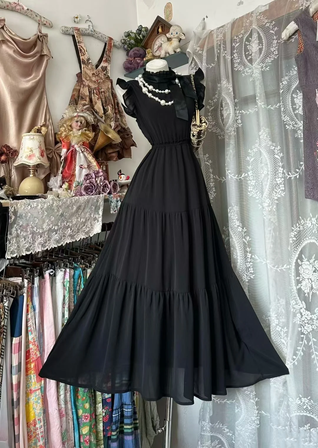 Trägerloses silbernes Vintage-Abendkleid, A-Linie, Geburtstagskleid J9370
