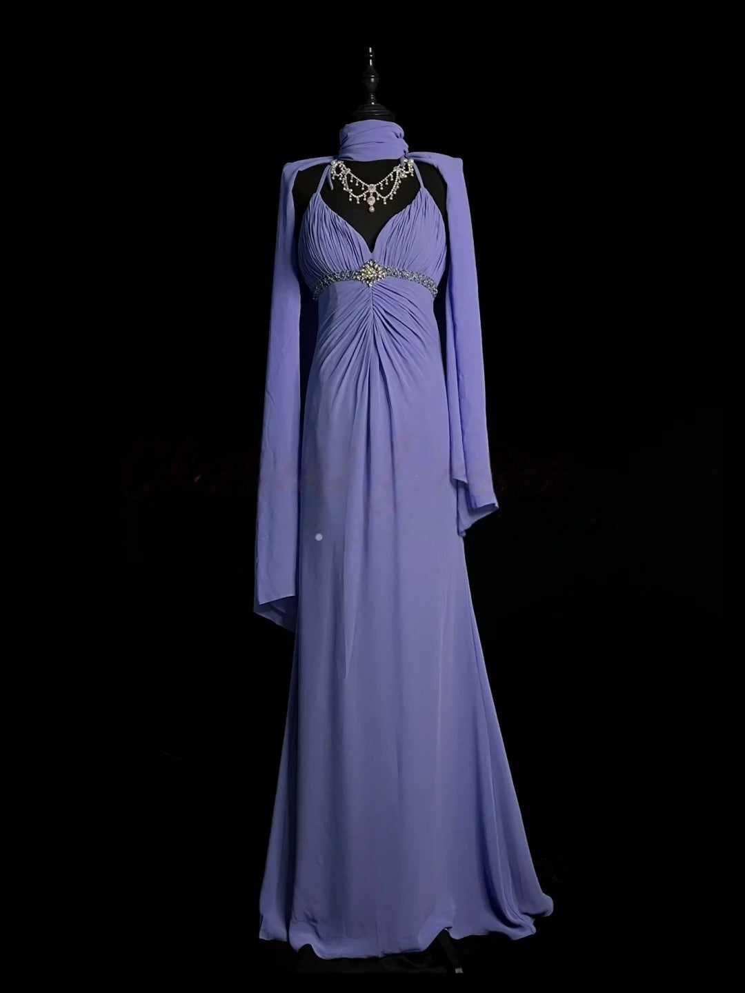 Halter Light Purple Chiffon Prom Dress Beaded Evening Dress J10416 – JulyProm