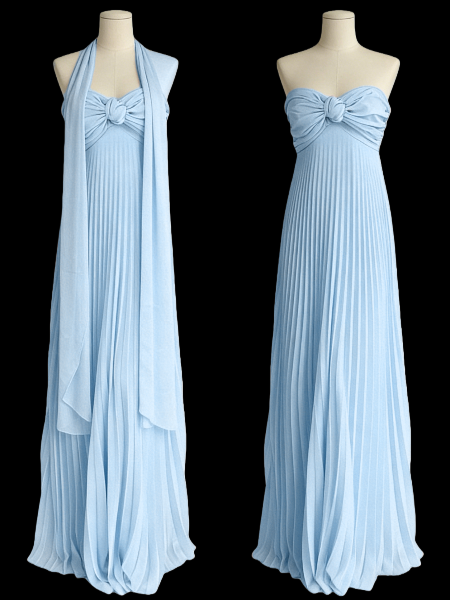 Robe de soirée longue en mousseline de soie rose clair sans bretelles J3987