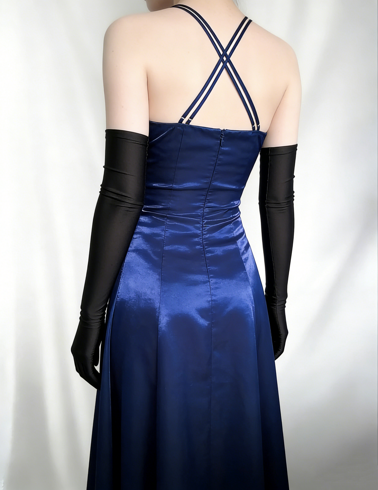 Marineblaues langes Ballkleid in A-Linie, Vintage-Stil, formelles Kleid J4674