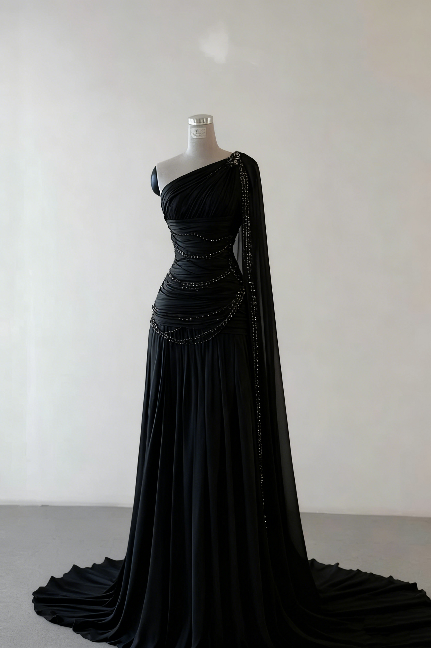 Vintage A-Linie One-Shoulder-Rosa Chiffon Ballkleider Perlen Abendkleid J5712