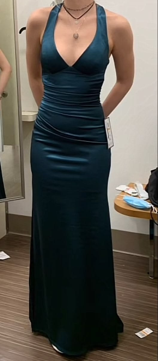 Robe de bal sirène en satin turquoise Robe de soirée formelle J6058