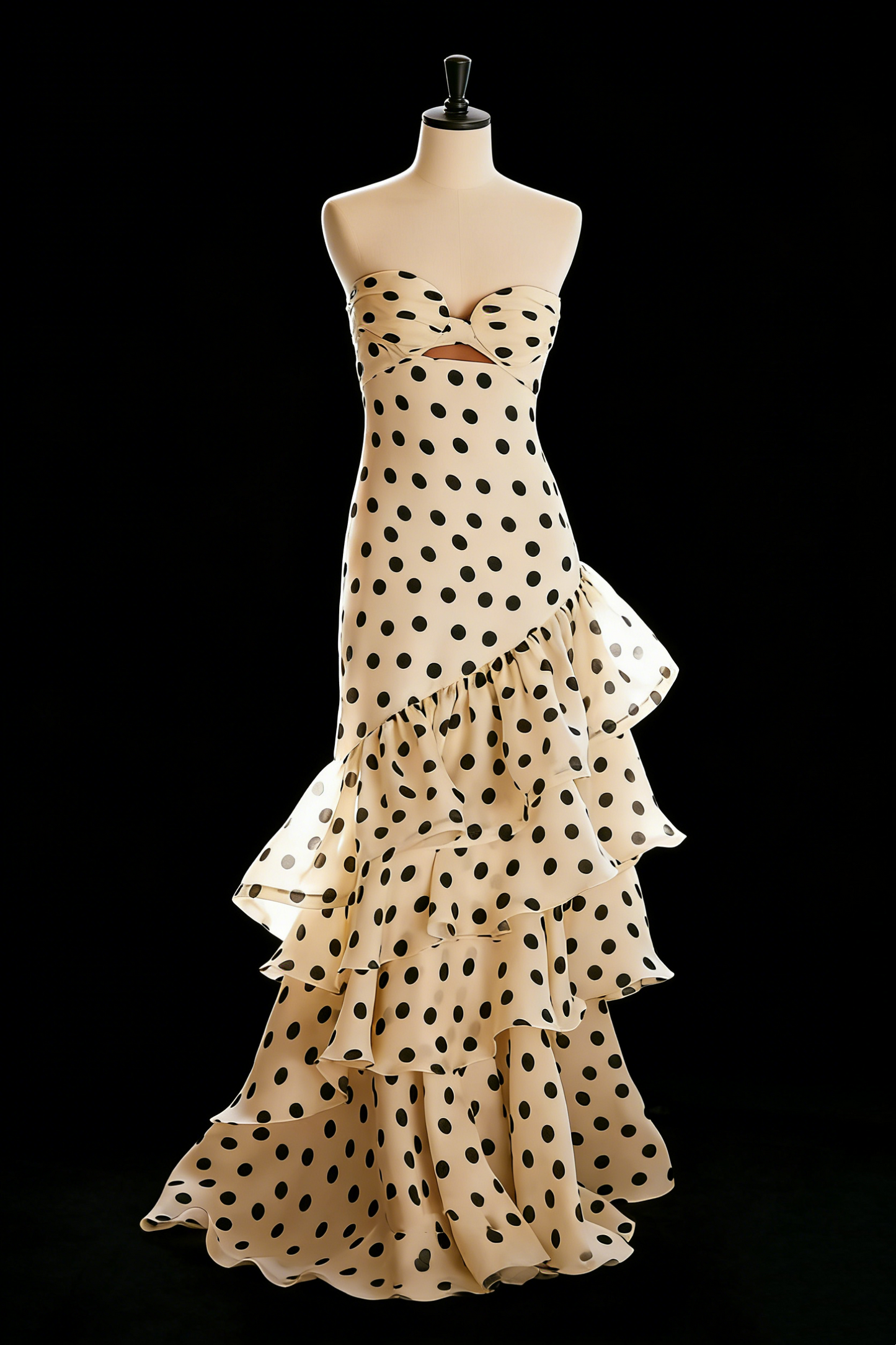 Strapless Polka Dots A Line Prom Dress Fashion Evening Dresses J6061