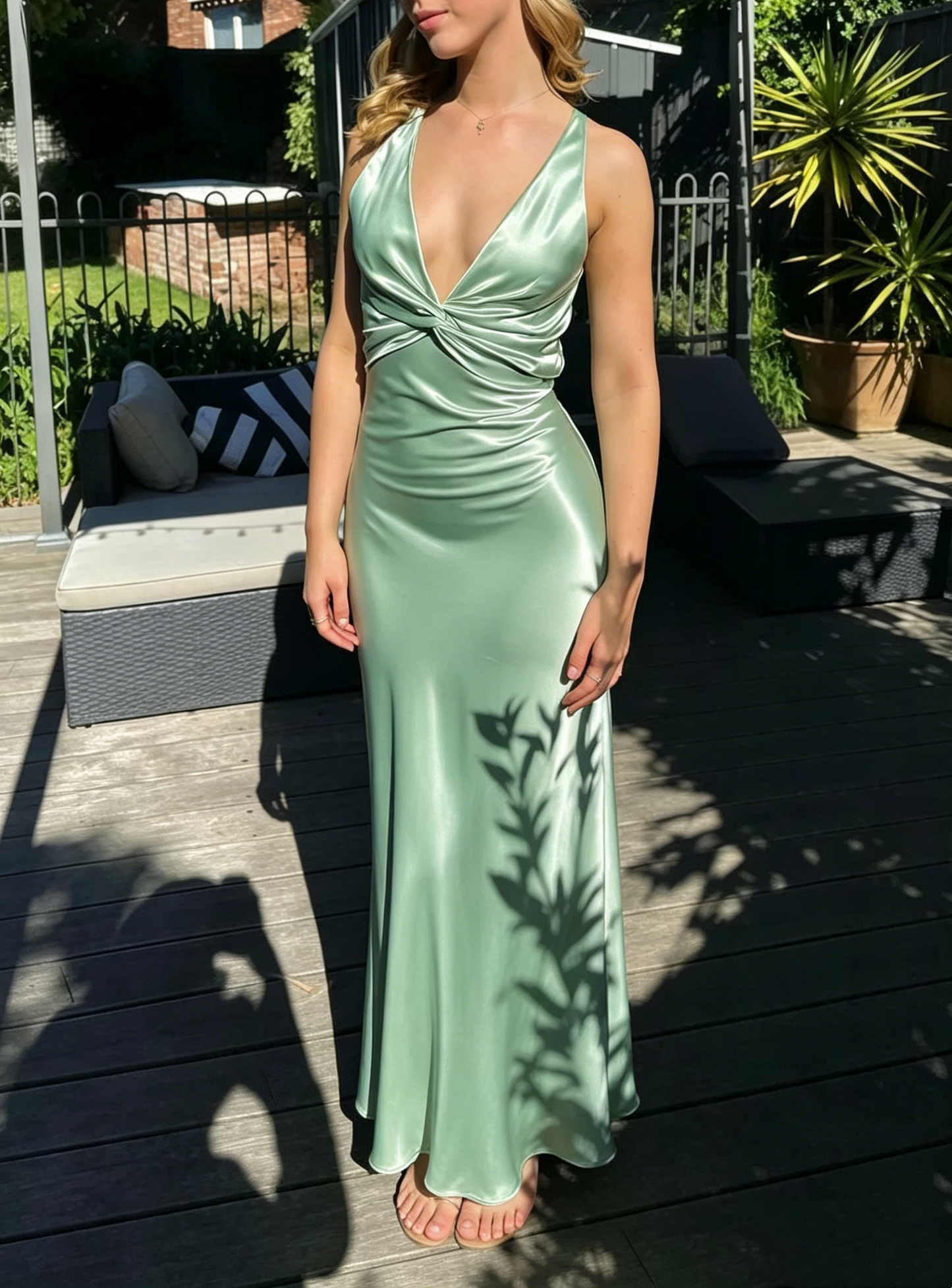 Rückenfreies Meerjungfrau-Ballkleid, formelles Satin-Abendkleid J6075