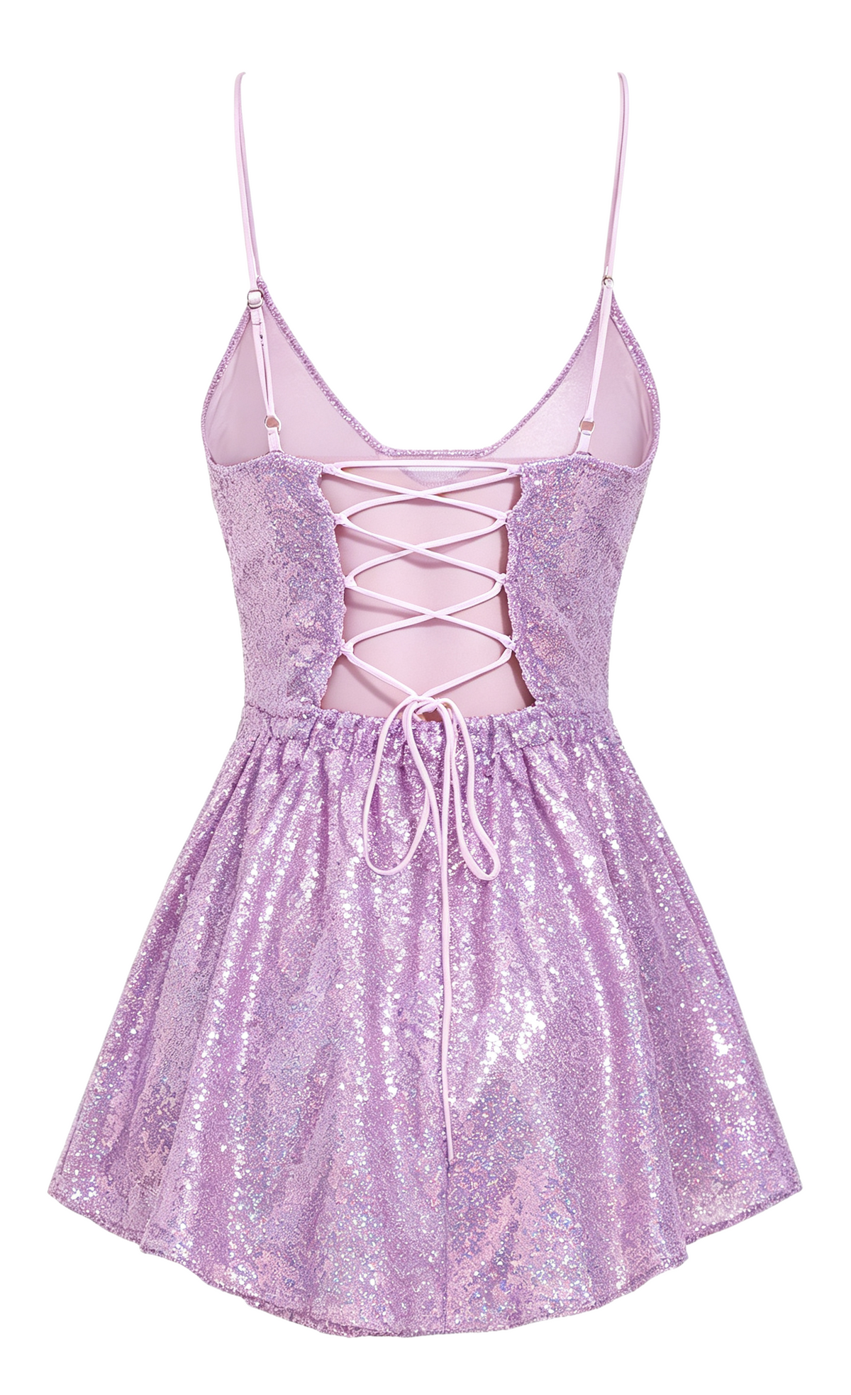 Lila Pailletten V-Ausschnitt Kurzes Geburtstagspartykleid Homecoming-Kleid J7208