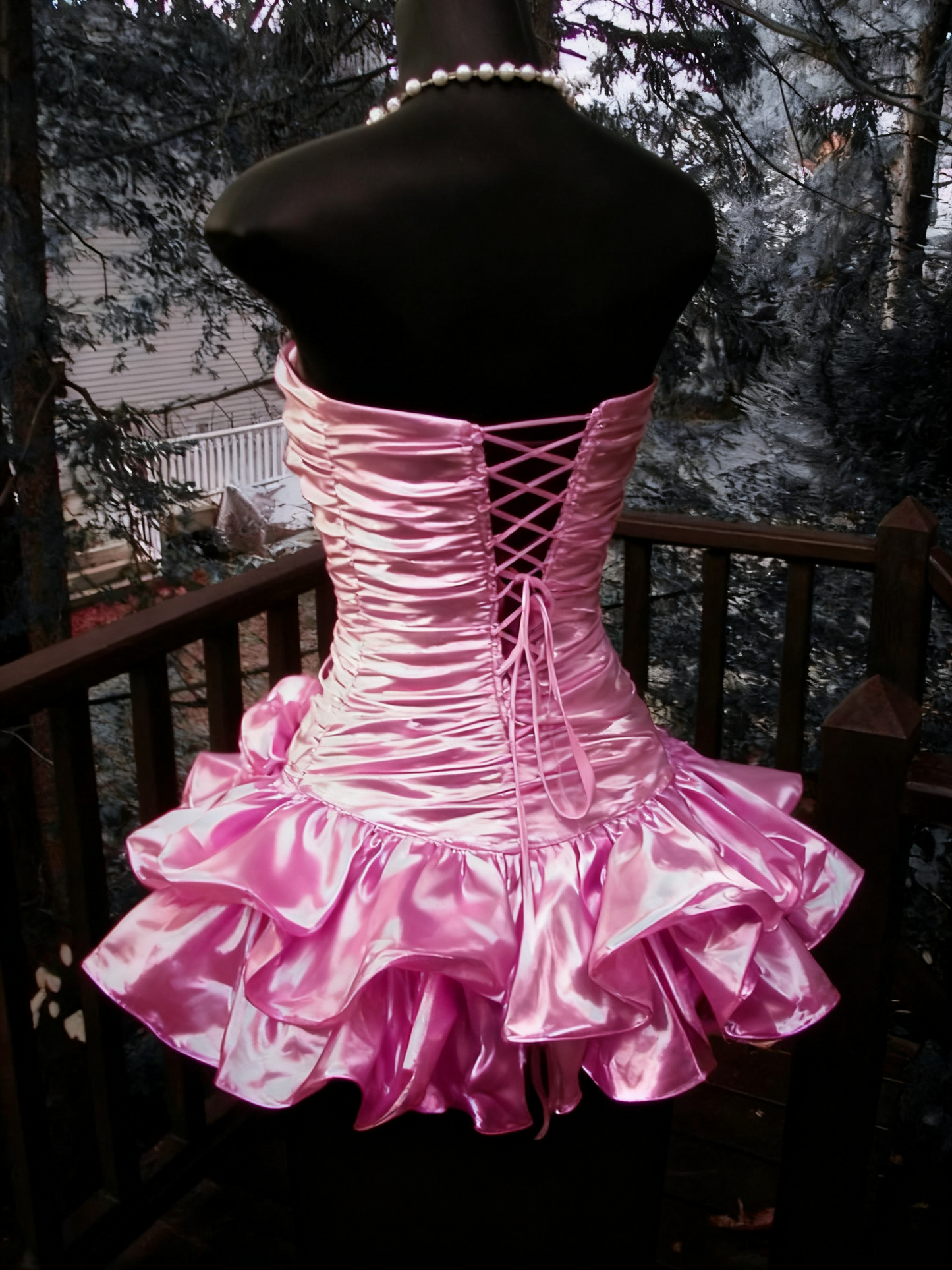 Rosa Satin Kurzes Homecoming-Kleid für die 8. Klasse Homecoming-Outfits J7497