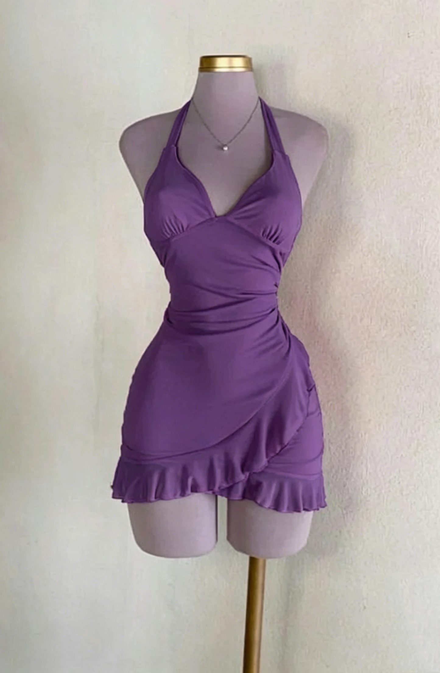 Robe de bal rose licou trapèze courte pour anniversaire J7611
