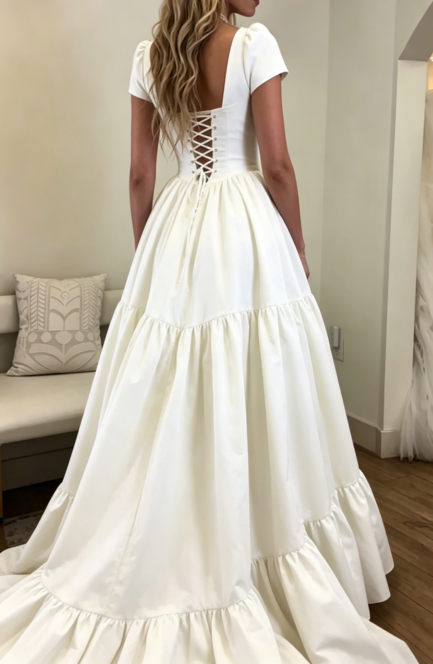 A Line White Simple Wedding Gown Elegant Bridal Dress J8153