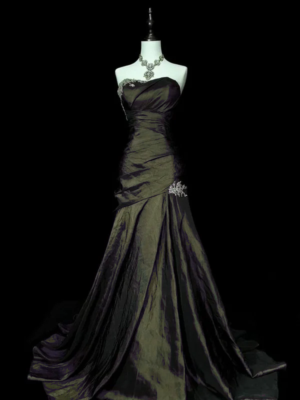 Lila Meerjungfrau Sweetheart Langes Abendkleid Trägerloses Ballkleid J8334