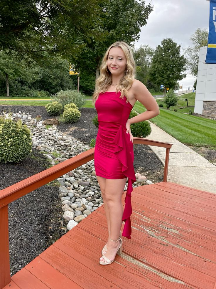 Rosa Etuikleid, lang, mit Seitenschlitz, Satin, formelles Kleid J8820