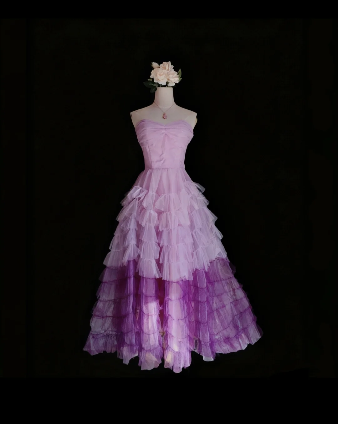Strapless Lilac A Line Layered Long Prom Dress Graduation Dress J9042 – JulyProm