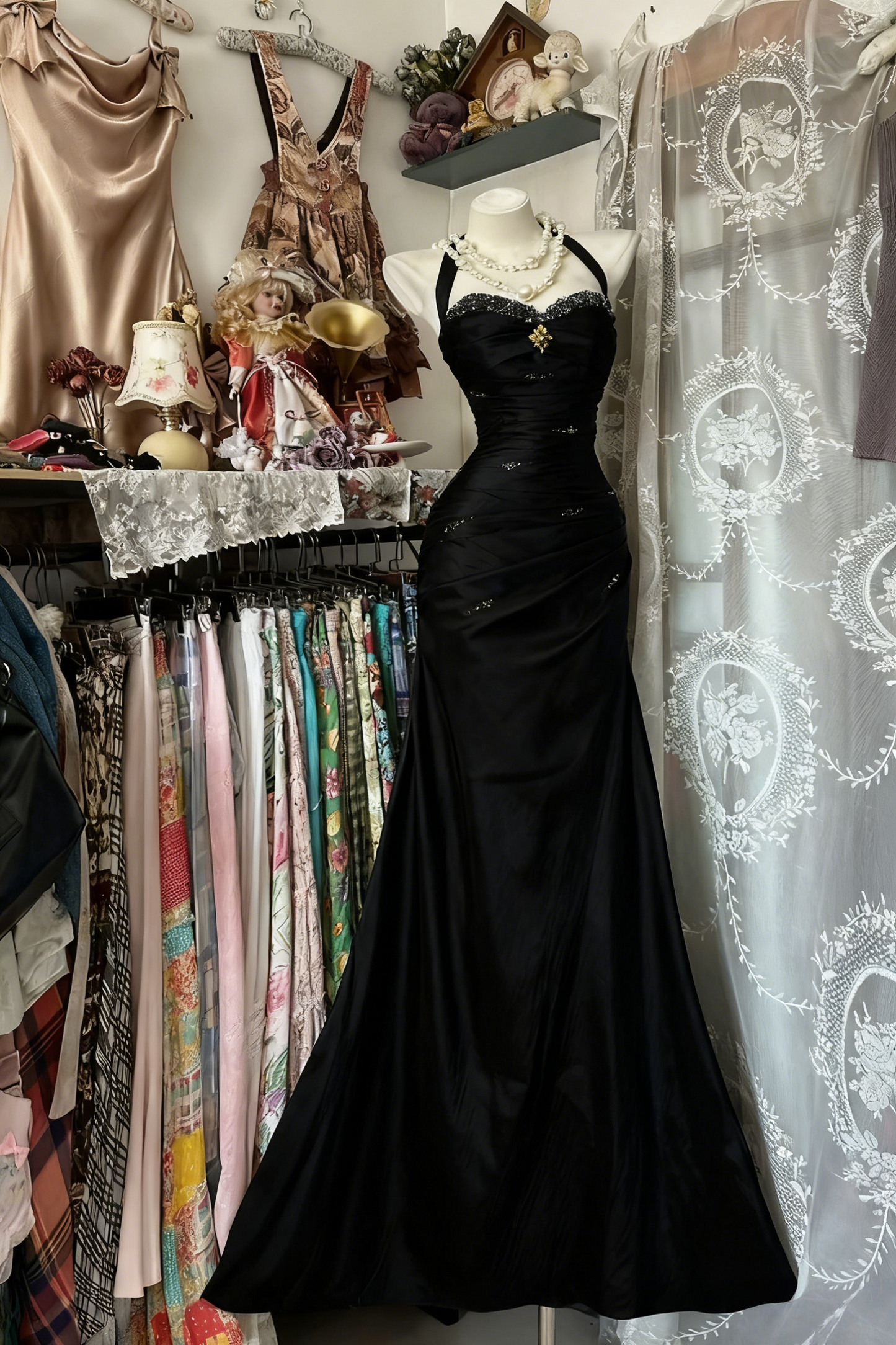 Royal Blue Mermaid Long Prom Dress Beaded Vintage Evening Dress J9052