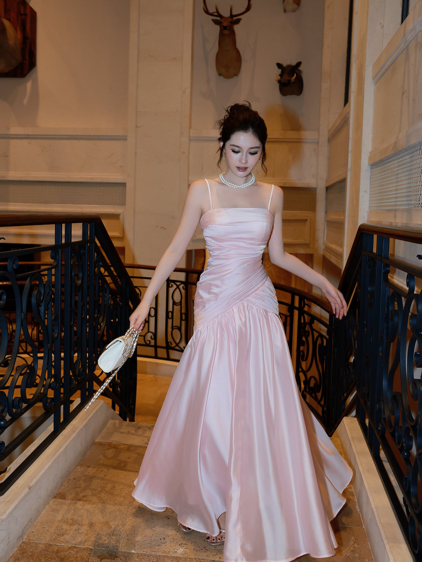 A Line Pink Long Prom Dress Evening Dress Formal Party Dress J9060
