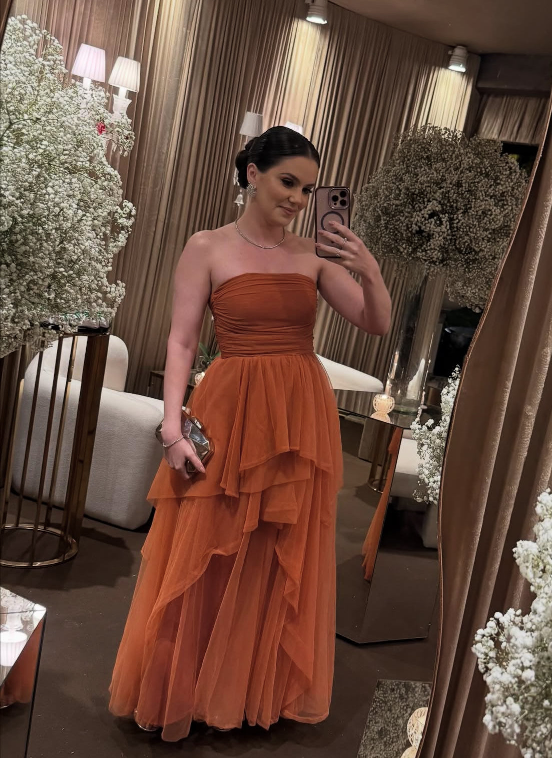 Strapless A Line Long Prom Dress Wedding Guest Dress J9174