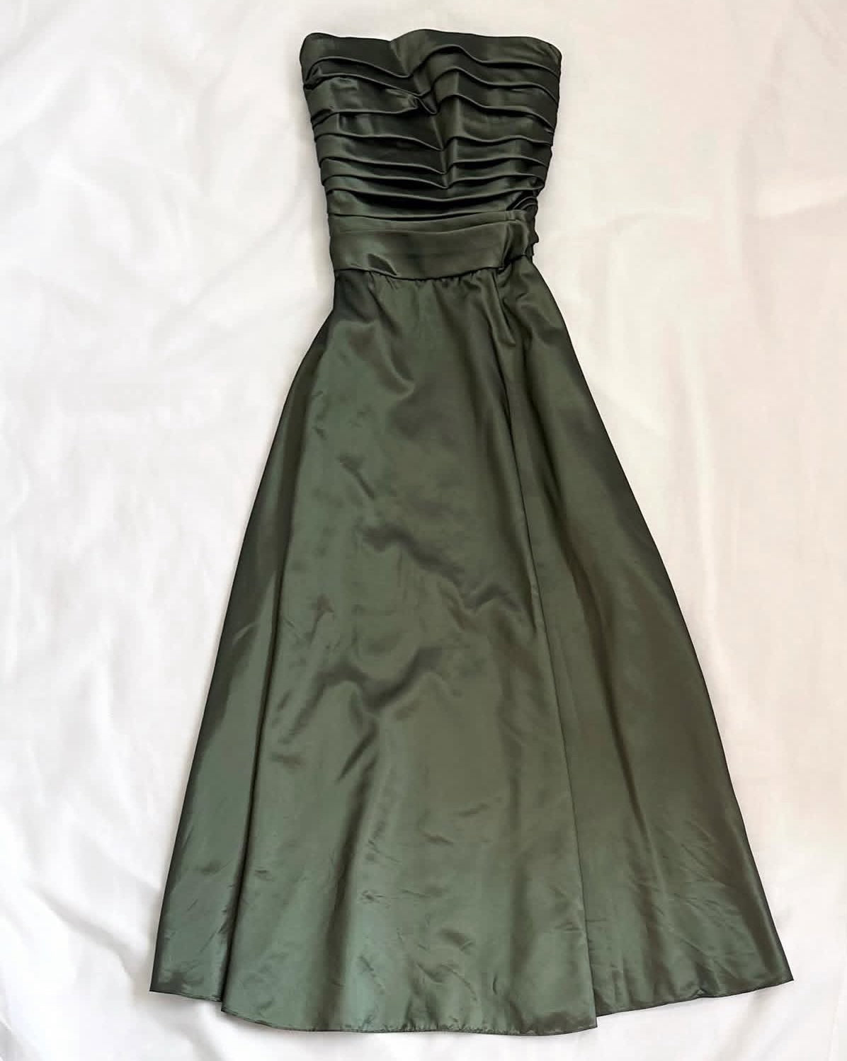 Strapless A Line Satin Prom Dress Green Formal Party Dress J9225