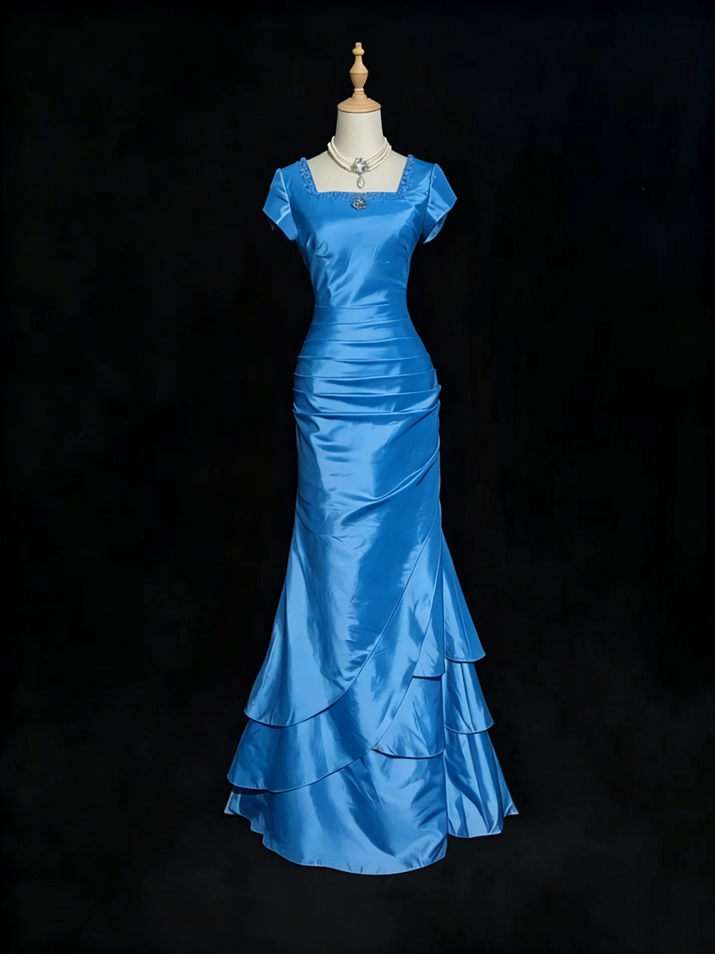 Rosa Etuikleid, lang, mit Seitenschlitz, Satin, formelles Kleid J8820