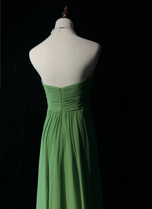 A Line Green Chiffon Prom Dresses Party Dress Wedding Guest Dress J9291