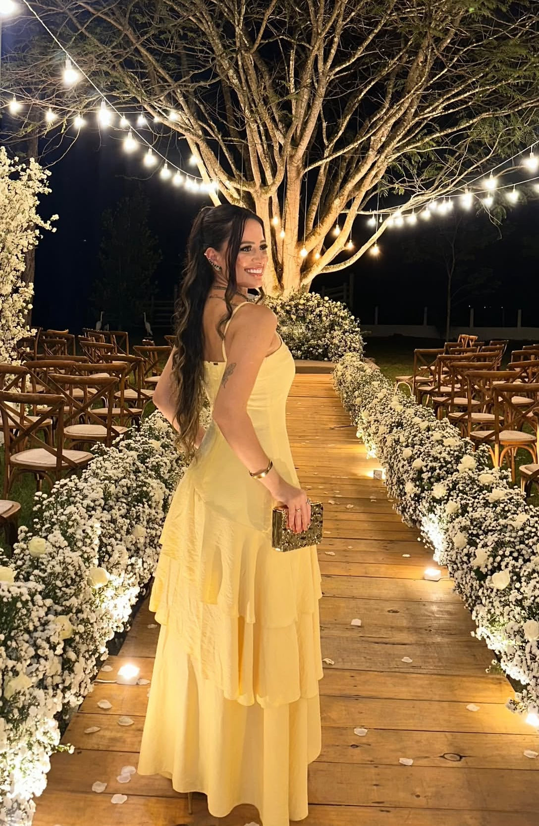 Yellow Chiffon Ruffle Prom Dress Formal Prom Dress J9346
