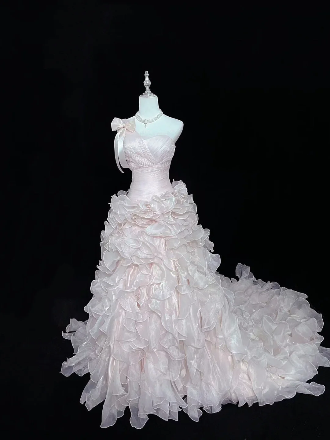 Robe de mariée rose clair à volants, style Sweet Heart, pour un anniversaire de 16 ans (J9372)