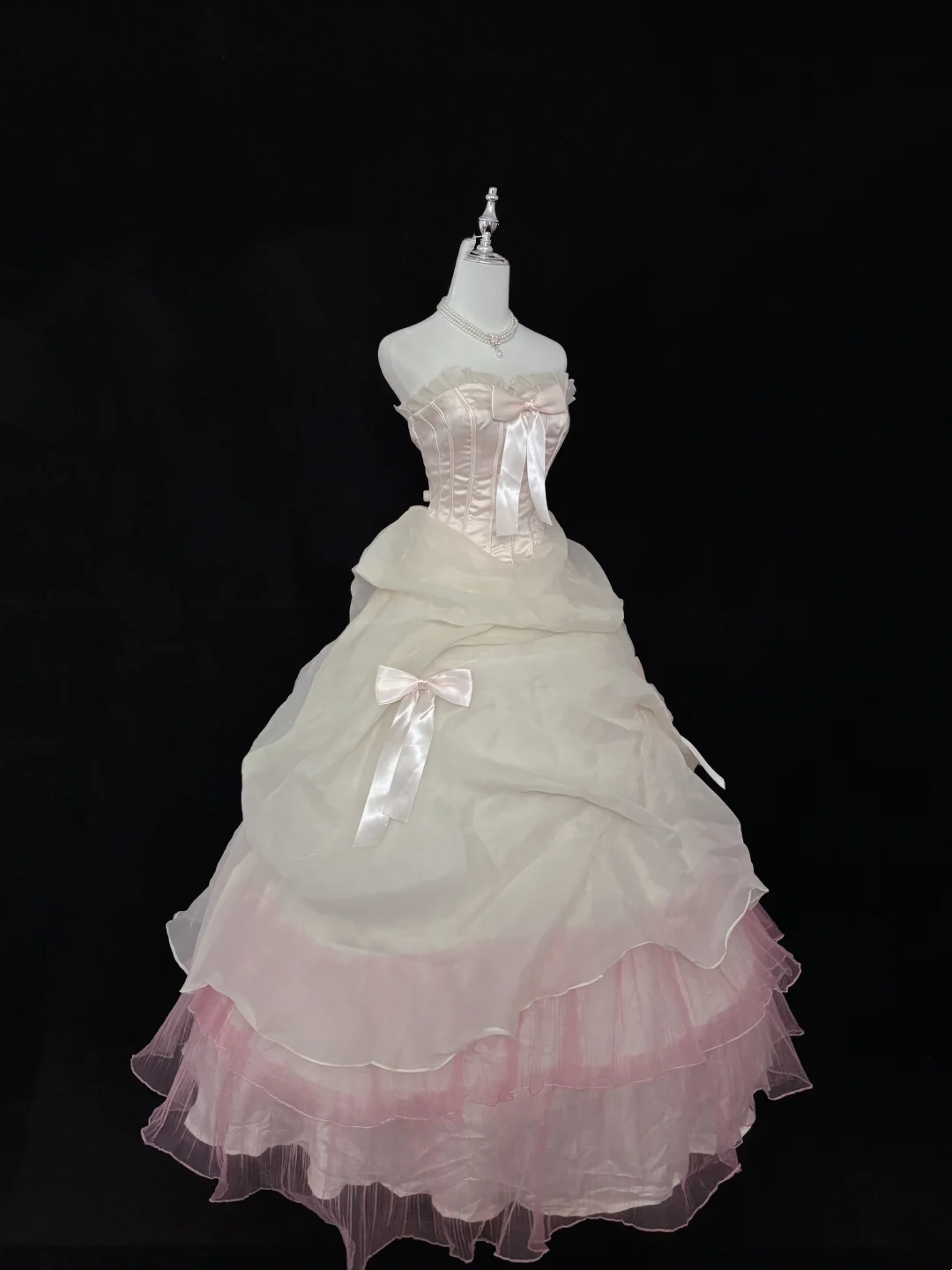 Trägerloses silbernes Vintage-Abendkleid, A-Linie, Geburtstagskleid J9370